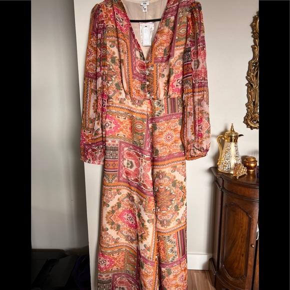 Orange Floral MIDI Dress - Picture 4 of 4